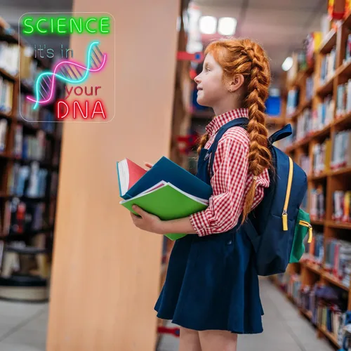 Miniatura 5 de Letrero de neón de DNA Science para decoración de pared, luz LED regulable de 16 x 12 pulgadas con modelo de doble hélice, regalo para profesores