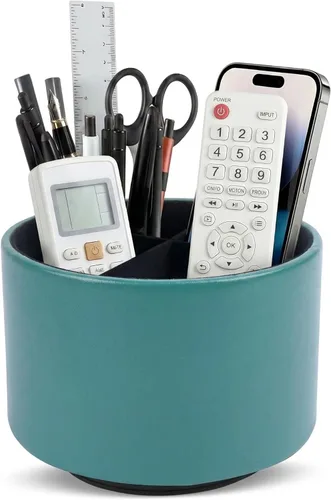 Miniatura 93 de Organizador Redondo de Cuero para Suministros de Arte, Soporte para Control Remoto, Rotación de 360 Grados, Soporte Multifuncional para Lápices