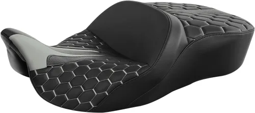 Miniatura 26 de C.C. RIDER Asiento de conductor, piloto y pasajero de una pieza con diamante, asiento de 2 plazas para Harley Touring Road King FLHR, Street Glide