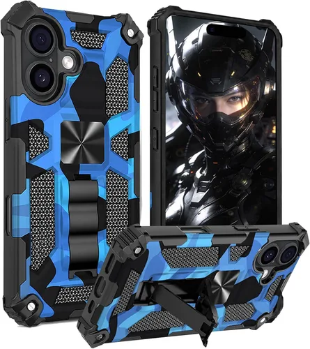 Miniatura 27 de CCSmall Funda de camuflaje para Apple iPhone 14 para hombres, protección resistente a prueba de golpes con función atril para iPhone 14 MC verde