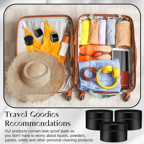 Miniatura 5 de SATINIOR 24 frascos de plástico transparente vacíos con tapas, recipientes de almacenamiento redondos de boca ancha para productos de belleza
