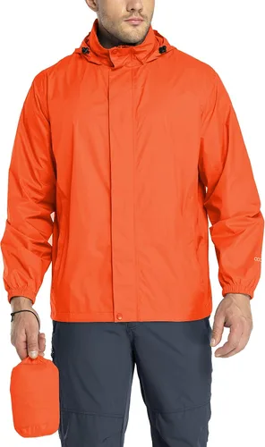 Miniatura 109 de 33,000ft - Chaqueta de lluvia impermeable y plegable para hombre, ligera, con capucha, cortavientos ideal para golf o ciclismo