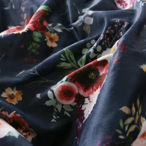 Miniatura 2 de BORITAR Manta de bebé para niñas, súper suave de doble capa de minky con respaldo punteado, manta azul oscuro con estampado floral de belleza, 30 x