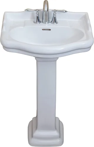 Miniatura 2 de Fine Fixtures Roosevelt Lavabo de Pedestal para Baño – Lavabo de Pedestal Pequeño de 22 Pulgadas, Porcelana Vítrea Duradera con Grifo de Lavabo