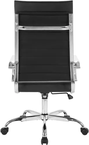 Miniatura 5 de LANDSUN - Silla de oficina para el hogar, de piel acanalada, con respaldo alto, giratoria, con ruedas y apoyabrazos, acolchado suave, altura