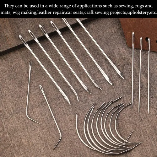 Miniatura 3 de 20 piezas de agujas de coser de cuero, kit de agujas de coser de alta resistencia incluye aguja de cuero curvada, aguja de saco, aguja de coser a