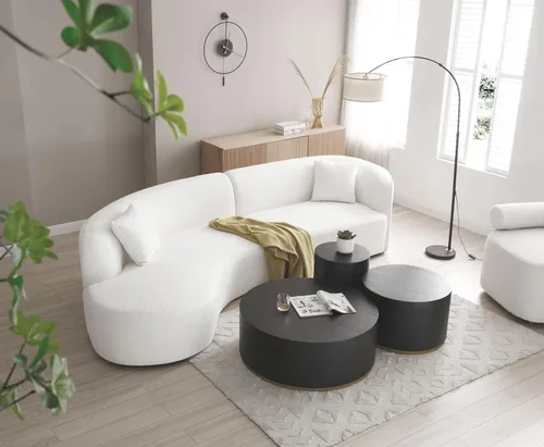Miniatura 17 de SSC SATITUNCASA - Sofá modular curvo de 102.36 pulgadas, acogedor sofá Boucle para sala de estar, sofá de 4 plazas color crema con almohadas, sofá