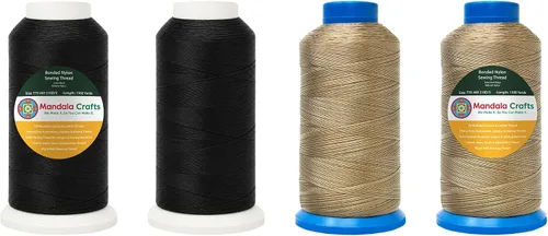 Miniatura 270 de Mandala Crafts - Hilo de nailon para coser cuero, tapicería, mezclilla y para trenzar el pelo; resistente, 1500 yardas, tamaño 69 T70 Marrón