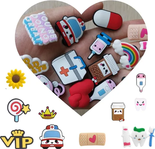 Miniatura 4 de Encantos de zapatos de enfermera, 30 piezas, lindo zapato médico, diferentes formas, accesorios de zapatos para sandaliaszapatos y pulserapulsera