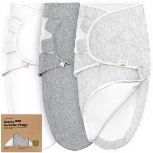 Miniatura 14 de Saco de dormir para bebé con cremallera - Paquete de 3 mantas envolventes para recién nacidos de 0 a 3 meses, bebé, niña, niño, saco de dormir suave