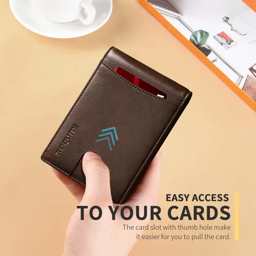 Miniatura 4 de RUNBOX Minimalist Slim Wallet for Men with Money Clip RFID Blocking Front Pocket Leather
