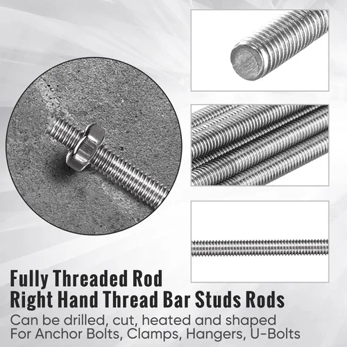 Miniatura 7 de LEIFIDE Varillas roscadas de 8/32 pulgadas 4mm con tuercas hexagonales de 4mm Tuercas hexagonales roscadas totalmente de acero inoxidable