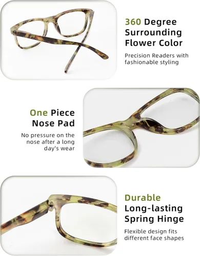 Miniatura 4 de JOLISU - Lentes de lectura para mujer y hombre, 5 unidades, elegantes, bisagra de resorte, bloqueo de luz azul, marco de protección (0.50)