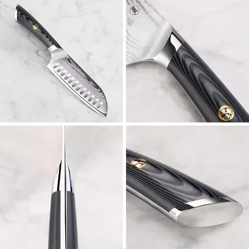 Miniatura 4 de Cangshan Cuchillo Santoku de la serie NAKA de 6 pulgadas con funda, acero de Damasco forjado X-7, 503107