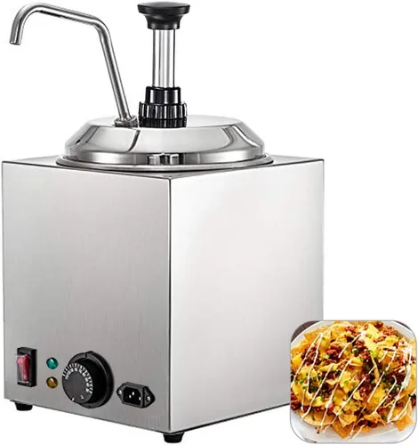 Calentador comercial de dulce de azúcar caliente, dispensador de bomba de calentador de salsa de queso de nacho, calentador de queso de 650 W, acero