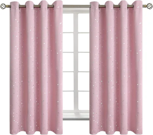 Miniatura 129 de BGment Cortinas opacas para dormitorio infantil, con aislamiento térmico, con ojales, estampado de estrellas plateadas, cortinas para oscurecer
