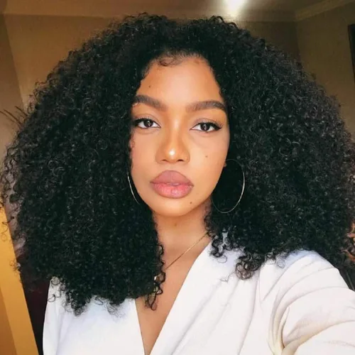 Miniatura 8 de Peluca de Cabello Humano Rizado Afro Kinky Mongol Boho 3 Paquetes (8/8/8 Pulgadas) Sin Procesar Trama Cabello Voluminoso para Mujeres Negras