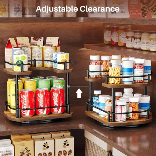 Miniatura 6 de Organizador de especias para gabinete: organizador giratorio Lazy Susan de altura ajustable, organizador de especias que se adapta a armarios