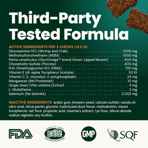 Miniatura 9 de VetriScience Ultimate Strength - Masticables saludables para cadera y articulaciones, glucosamina GlycoFlex, condroitina y mejillón de labios