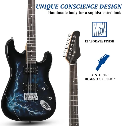 Miniatura 4 de Ktaxon - Guitarra eléctrica de 39 pulgadas, kit de guitarra de cuerpo sólido de tamaño completo con pastillas H-H de 6 cuerdas para principiantes