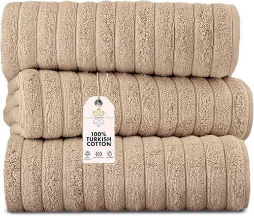 Miniatura 22 de Classic Turkish Towels - Juego de toallas de baño de algodón extragrande de alta calidad, gruesas y absorbentes, toallas de baño de lujo acanaladas
