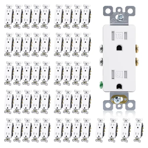 ELEGRP Toma de corriente decorativa de pared, resistente a manipulaciones, 15 amperios, enchufe eléctrico de pared estándar, grado residencial, con