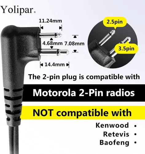 Miniatura 2 de PR400 Auricular compatible con Motorola Radio CLS1410 CLS1110 CP200 GP300 GP2000 GP2000 Walkie Talkie con micrófono PTT 2 Pin Headset Kit