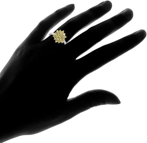 Miniatura 4 de Ice Gems Anillo de plata de ley con flor de citrino auténtica