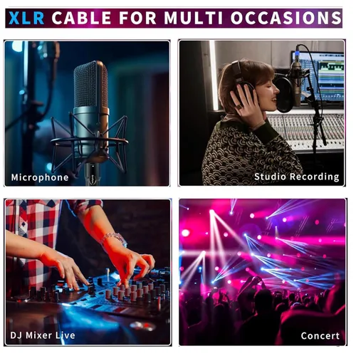 Miniatura 7 de Cables XLR de 3 pies, 4 unidades, cables de micrófono macho a hembra, 3 pines, conectores codificados por color chapado en oro para micrófonos