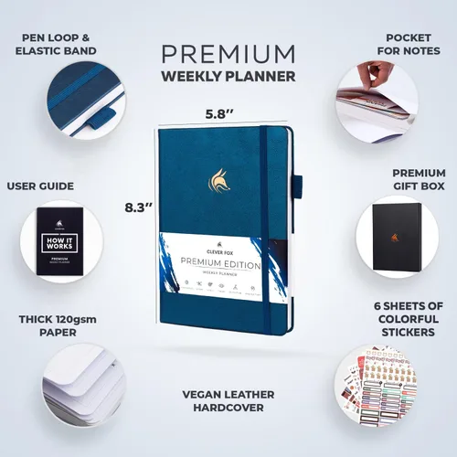 Miniatura 2 de Clever Fox Planificador edición premium, planificador semanal y mensual de lujo sin fecha para aumentar la productividad y alcanzar tus