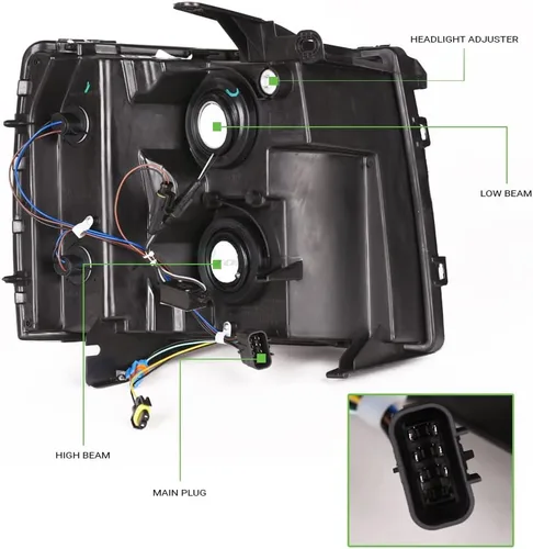Miniatura 4 de 7422441821830 Compatible con Chevy Silverado 2007-2013 1500/2007-2014 2500 3500 HD DRL LED Strip Bar Faros delanteros con reflector ámbar