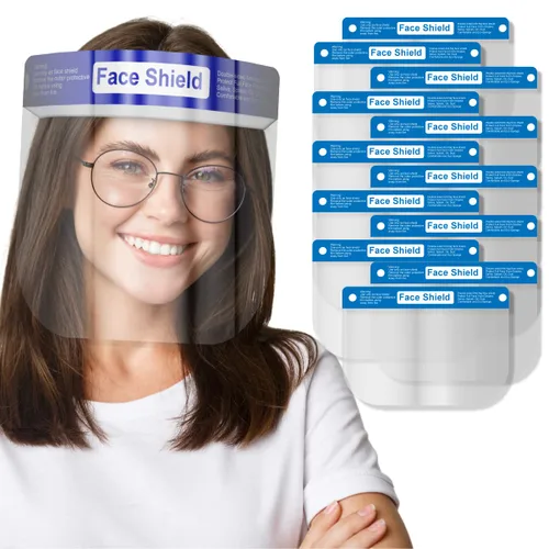 Miniatura 7 de Medical Nation Protector Facial 10 Unidades Protectores Faciales de Plástico Transparente para Mujeres, Hombres y Niños, Antiempañamiento