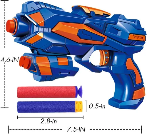 Miniatura 2 de POKONBOY Paquete de 6 pistolas de juguete para niños aptas para balas Nerf, pistolas de juguete con 120 dardos de espuma de repuesto para niños