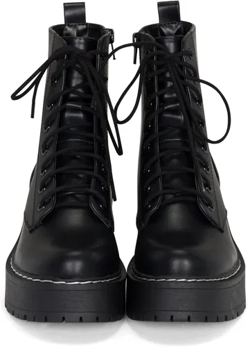 Miniatura 4 de Chariot & Co Pure- Botas de tobillo de moda con suela gruesa para mujer, con cordones y cremallera lateral