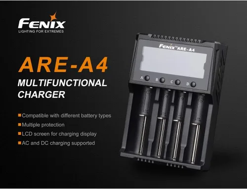 Miniatura 3 de FENIX are-Cargador de batería inteligente multifuncional A4 para baterías recargables populares (18650, 21700, 16340) con organizador