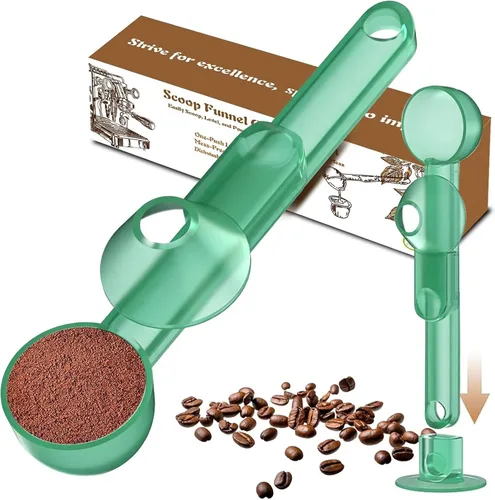 Miniatura 11 de Cuchara de café con embudo para café molido, proteína en polvo y té, para recarga reutilizable de taza K, 2 cucharadas sin desorden, diseño de Negro