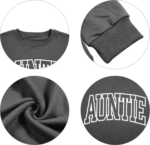 Miniatura 6 de Sudadera de manga larga con cuello redondo para mujer con estampado de letras de tía