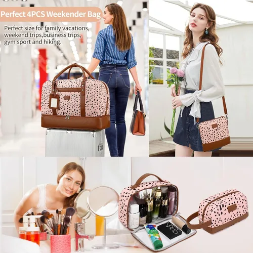 Miniatura 2 de Wogarl Bolsas de fin de semana para mujer, bolsa de lona grande para la noche, bolsas de viaje