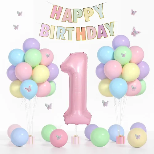 Miniatura 23 de 13th Birthday Decorations For Girls -12 Inch Pastel Balloons, 32 Inch Pink 13 Balloon, 3D Butterflies Stickers, Happy Birthday Banner For Teen Girl