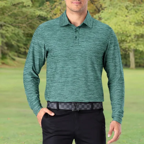 Miniatura 63 de NAVISKIN Camisas polo de manga larga para hombre, camisas de golf con cuello UPF 50 SPF para hombre, secado rápido, absorbe la humedad