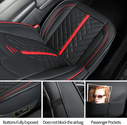 Miniatura 4 de LUCKYMAN CLUB Fundas de asiento para Altima, compatibles con Altima S SR SV SL Platinum Sedan 2013-2025 con piel sintética impermeable (Negro y Rojo)