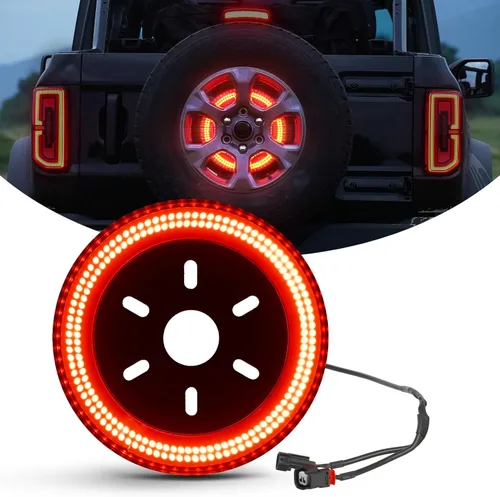 Miniatura 11 de SUPAREE Luz de freno de neumático de repuesto de 3 lados, luz LED de rueda de 400 PCS, tercera luz de freno Plug-N-Play que se ajusta para Jeep JL