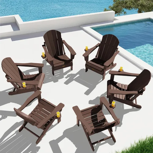 Miniatura 73 de SERWALL - Silla plegable Adirondack para patio, jardín, exterior, resistente a la intemperie, sillas para hoguera, color naranja