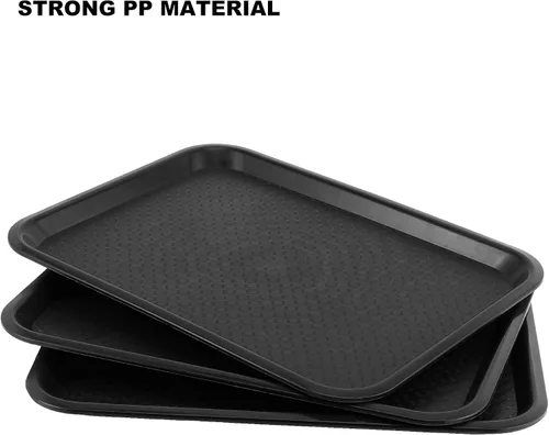 Miniatura 3 de SHEUTSAN 8 paquetes de bandejas de plástico de 16 x 12 pulgadas para comida rápida, bandejas rectangulares antideslizantes para servicio