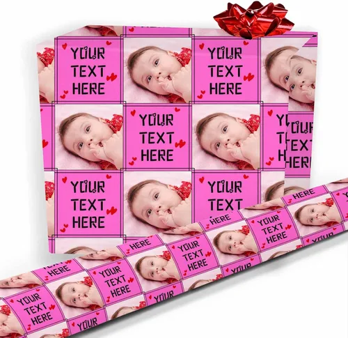 Miniatura 19 de Papel de regalo personalizado, divertido papel de regalo para cara, foto, nombre, Día del Padre, rollo de regalo para papá, hombres, mujeres, niños