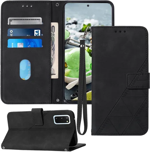 Funda para Galaxy S20, ranuras para tarjetero, correa de muñeca, protección interior de TPU, soporte de piel sintética para Samsung S20 5G de 6.2