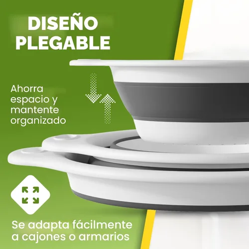 Miniatura 4 de Gevoli Coladores plegables (juego de 3) coladores de alimentos con base de drenaje de agua sobre el fregadero para pasta, frutas y verduras