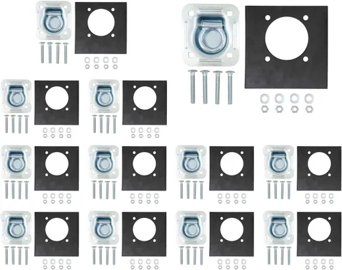 Miniatura 10 de Mytee Products Placa empotrable con anillo en D de 4 unidades, capacidad de 6000 libras, amarre para remolques cerrados, camionetas