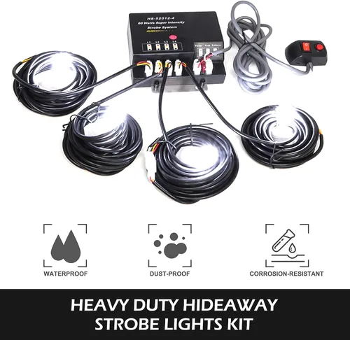 Miniatura 2 de Hideaway - Kit de luces estroboscópicas 4 bombillas HID 13 modos intermitentes función de recuperación de memoria, cable de alimentación de 16 pies