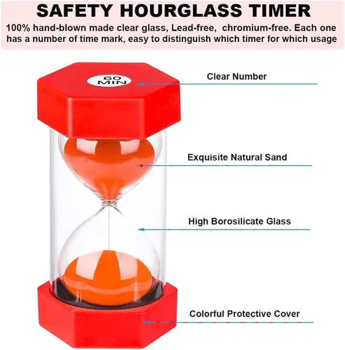 Miniatura 2 de SuLiao Reloj de Arena Temporizador de 2 Minutos: Reloj de Arena de Plástico Colorido, Reloj de Arena Grande Rojo, Reloj de Arena Indestructible